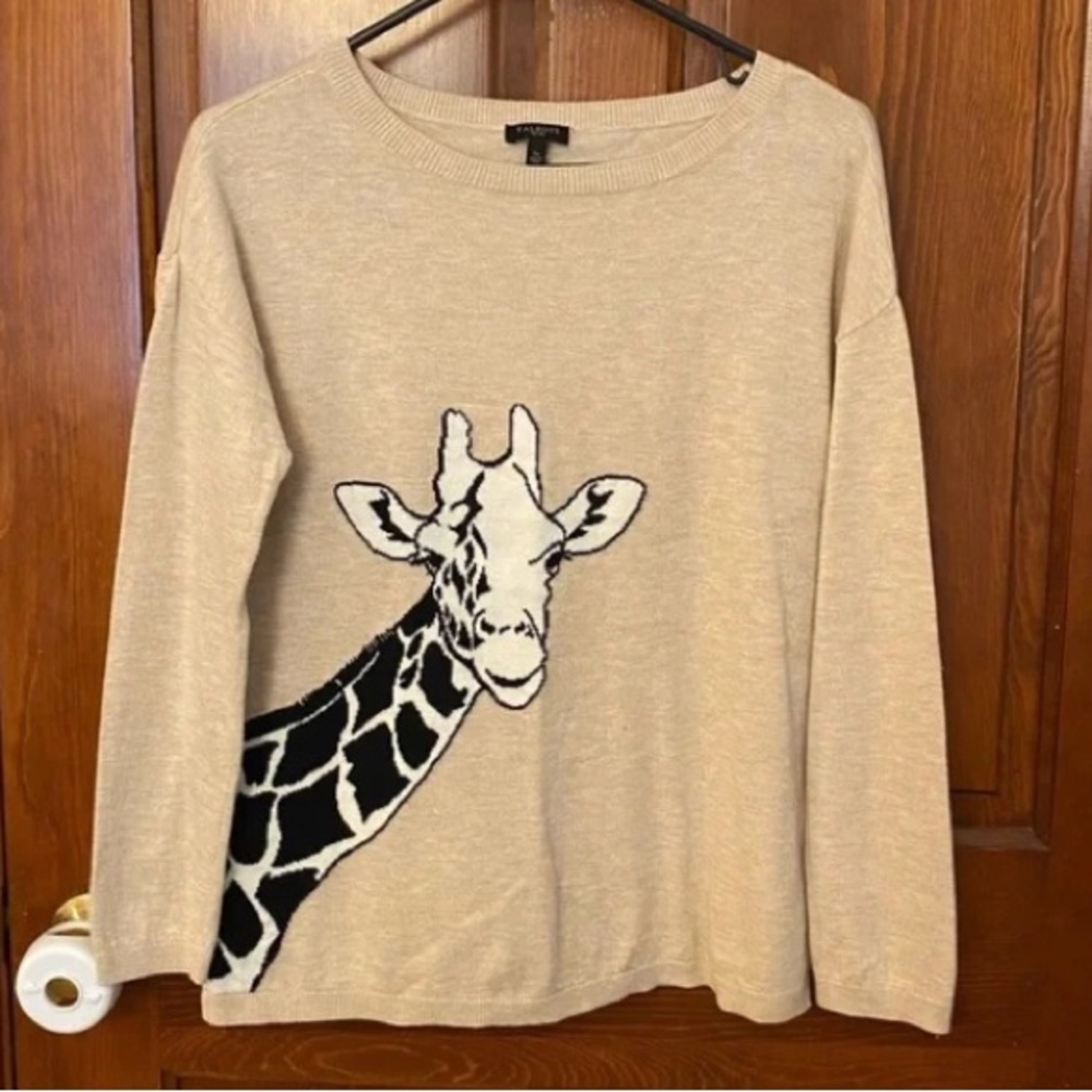 Giraffe Print Beige Sweater